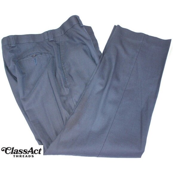 Lauren Ralph Lauren Mens Blue Dress Pants Polyester Rayon Flat Fronts 33" X 30" - Picture 1 of 8